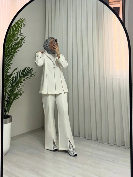 CH 601 - Bootcup Zipper Hooded Style Co-Ord Set - Miswah