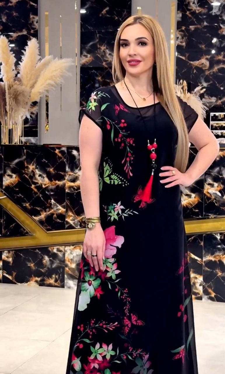 CH 570 - 2 Piece Floral Printed Party Dress -