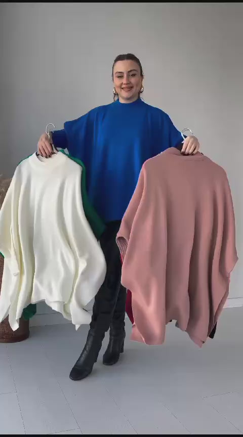 Miswah Batwing Style Fleece Shawl Poncho CH-395