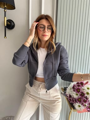 CH # 519 Miswah ZipFit Crop TrimLine Hoodie