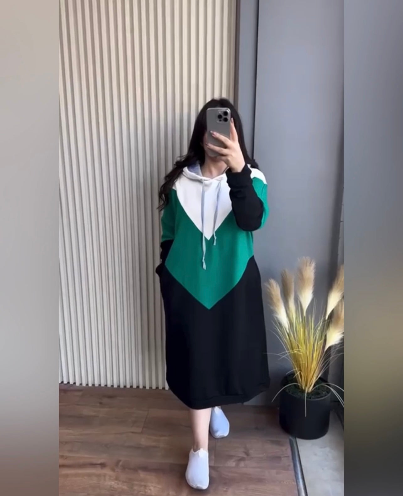 Miswah Warm Fleece Long Hooded Top CH 398