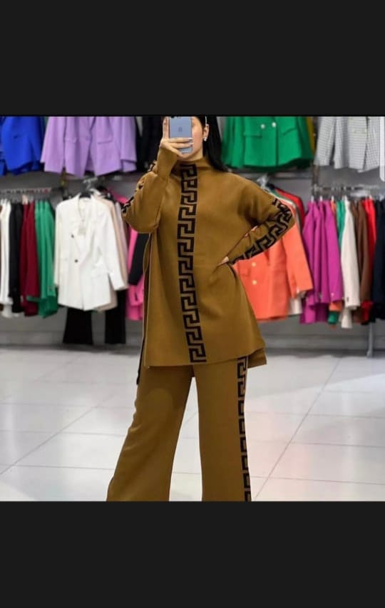 MISWAH FLEECE 2 PIECES VERTICAL PRINTED OUTFIT CH # 324