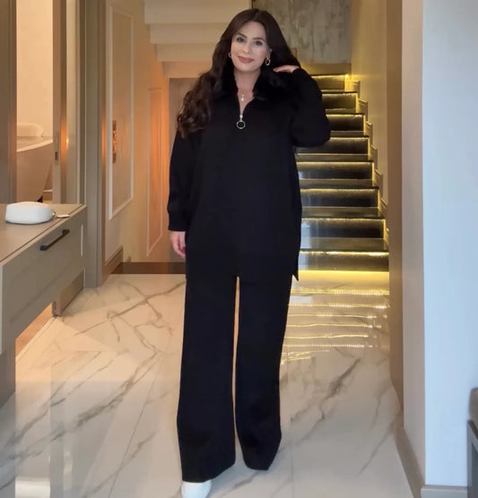 CH 590 - Fur Collar Fleece Co-Ord Set - Miswah