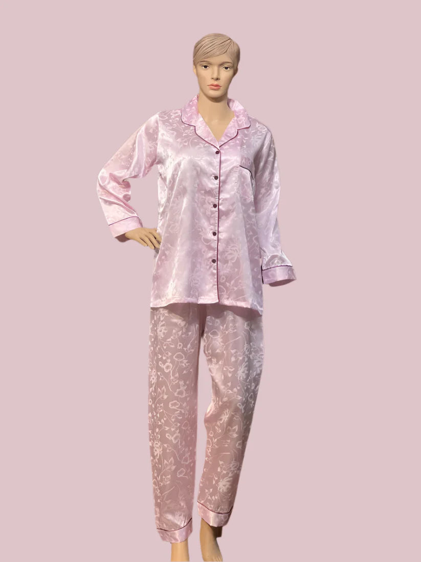 LY # 103 Floral Printed 2Pcs PJS Silk Night Wear