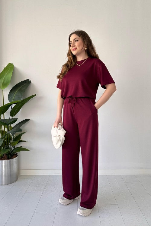 CH 541 Straight Trouser Tee Lounge Wear Set