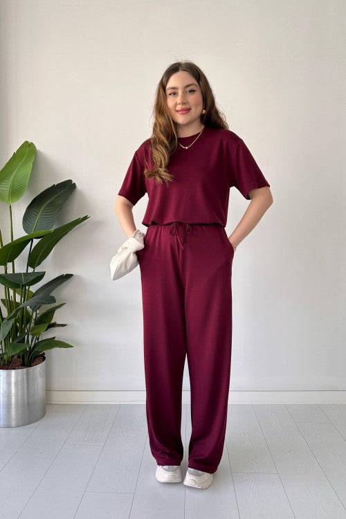 CH 541 Straight Trouser Tee Lounge Wear Set