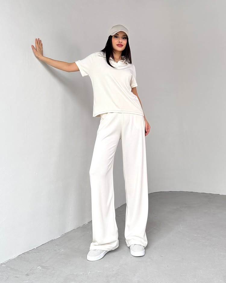 CH # 550 Summer Casual Women's Polo Collar Top & Trouser Set