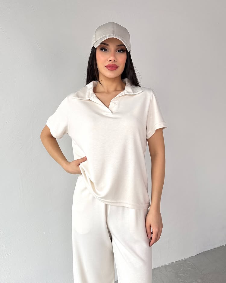 CH # 550 Summer Casual Women's Polo Collar Top & Trouser Set