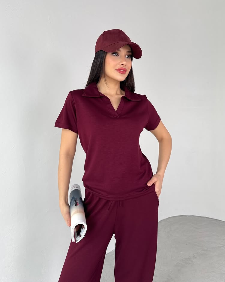 CH # 550 Summer Casual Women's Polo Collar Top & Trouser Set