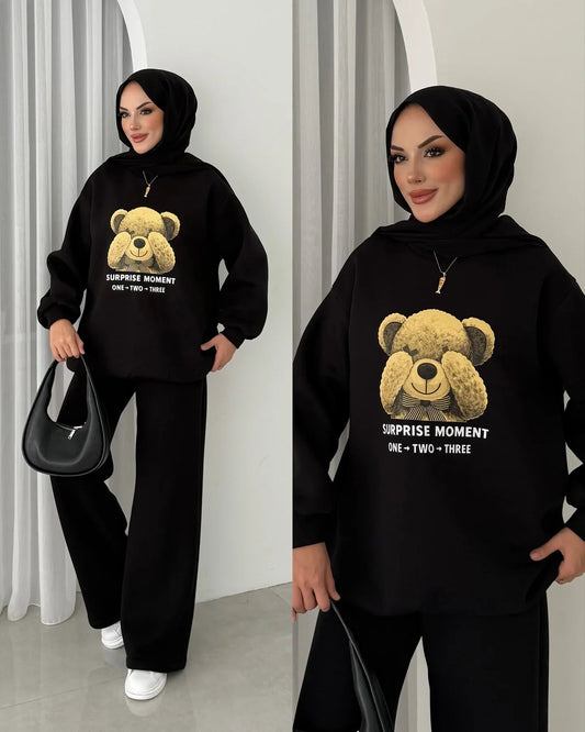 CH 593 - Puffy Chardonnay Sweat Duo Set (Winter Top & Trouser) - Miswah