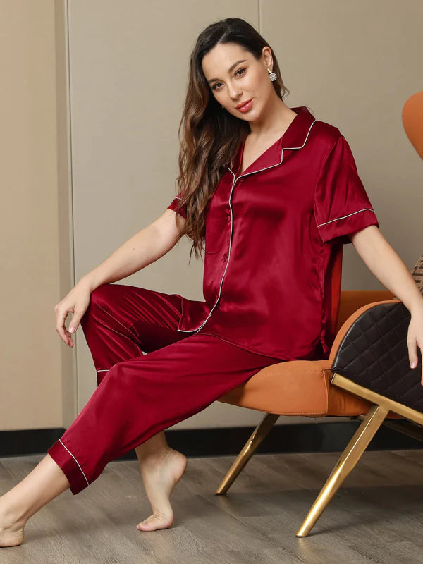 Pjs Silk Half Sleeves Nightwear