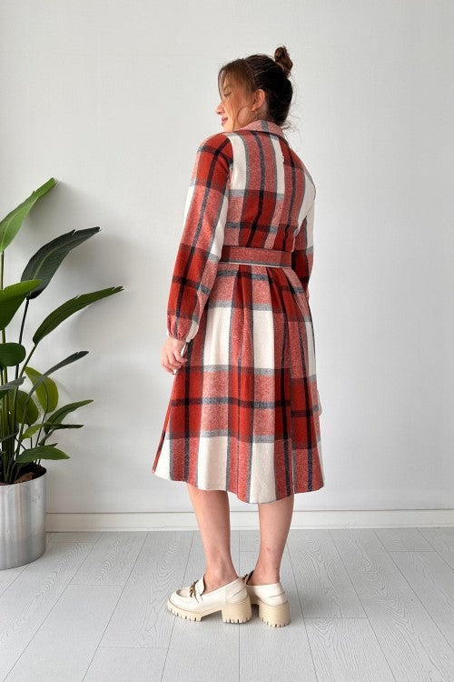 CH 489 Miswah Coat Style Collared Tile Dress