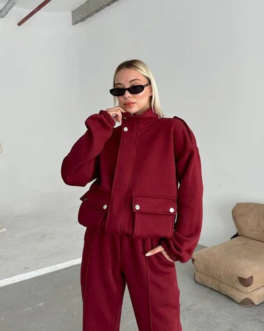 CH - 488 MISWAH Mock Neck Cargo Pocket Winter Fleece Out-Fit