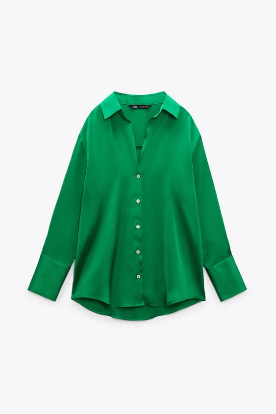 SILK EFFECT FRONT BUTTON FORMAL SHIRT CHKP51