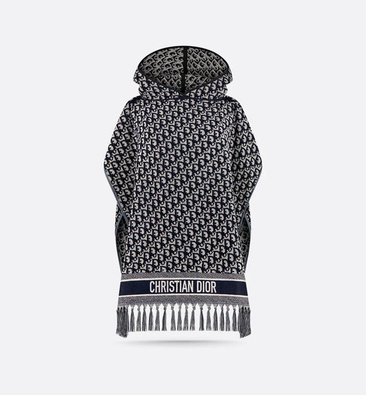 CH 530 Printed poncho style hooded fleece cape shawl - Miswah