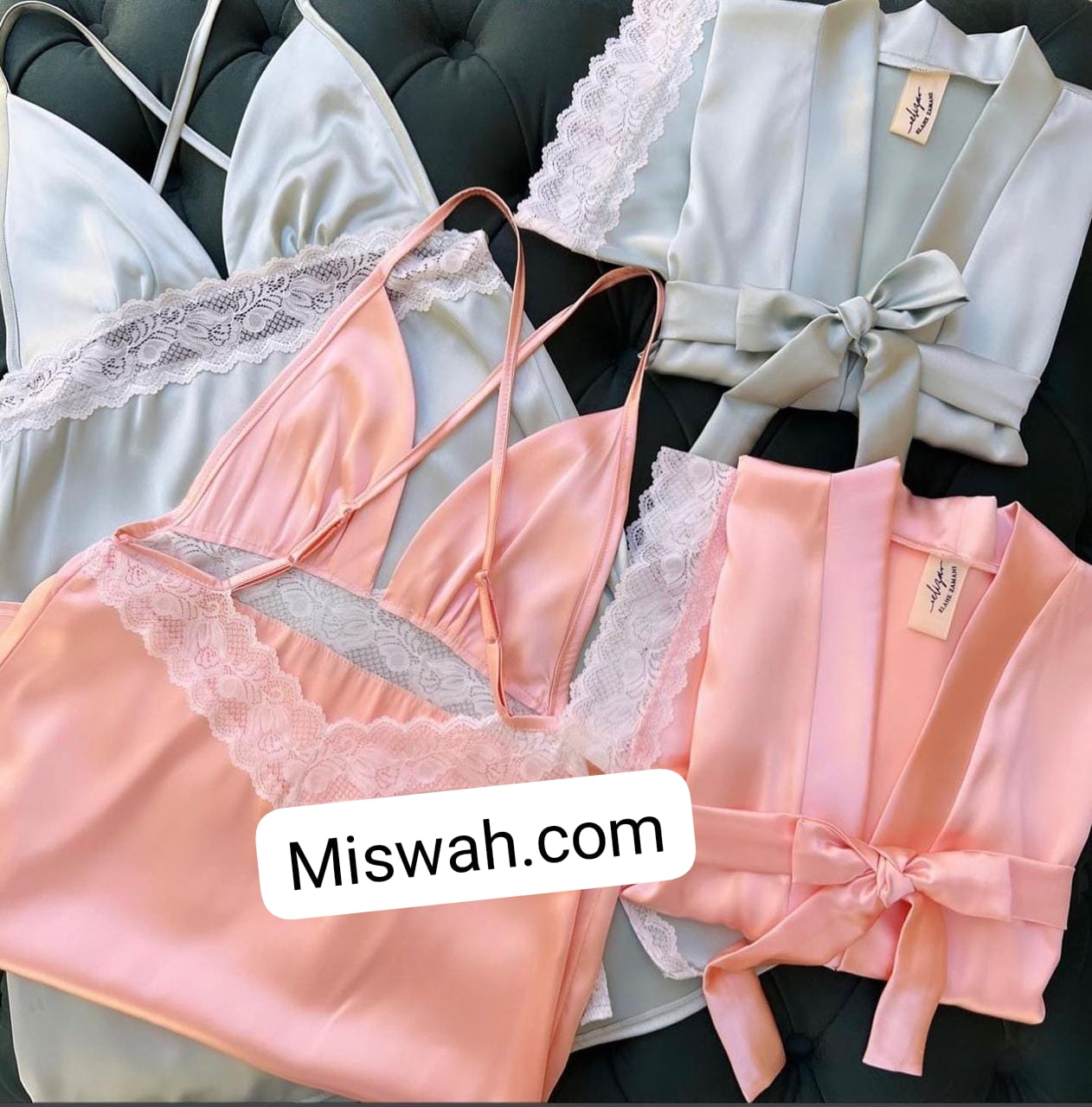 MISWAH Silk Robe With Long Sleeveless Top 2 Pcs Nightwear P-70