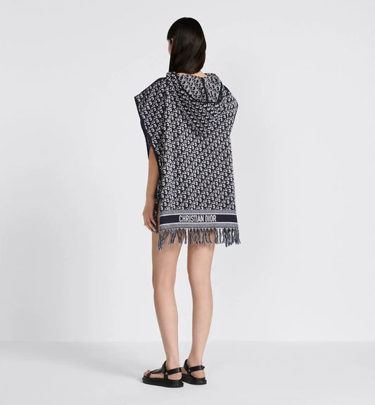 CH 530 Printed poncho style hooded fleece cape shawl - Miswah