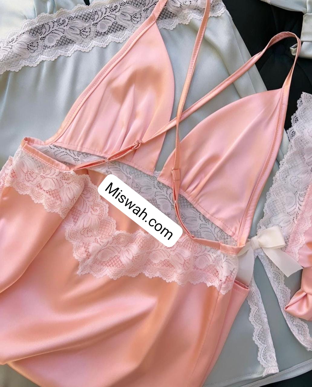 MISWAH Silk Robe With Long Sleeveless Top 2 Pcs Nightwear P-70