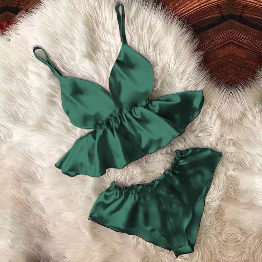 MISWAH WOMEN V-NECK EYELASH CAMI BOWKNOT SHORTS SET MS # P46