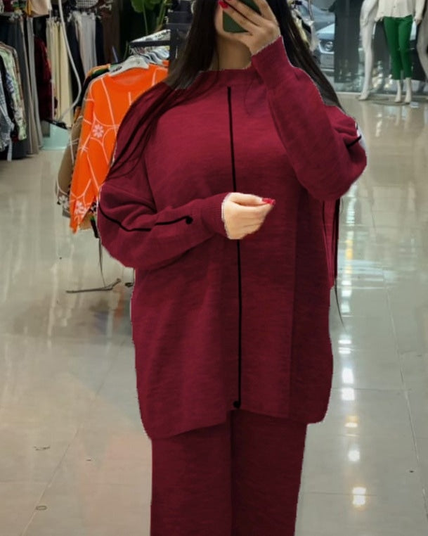 2 Pcs Stripe Winter Fleece Outfit LY-0018