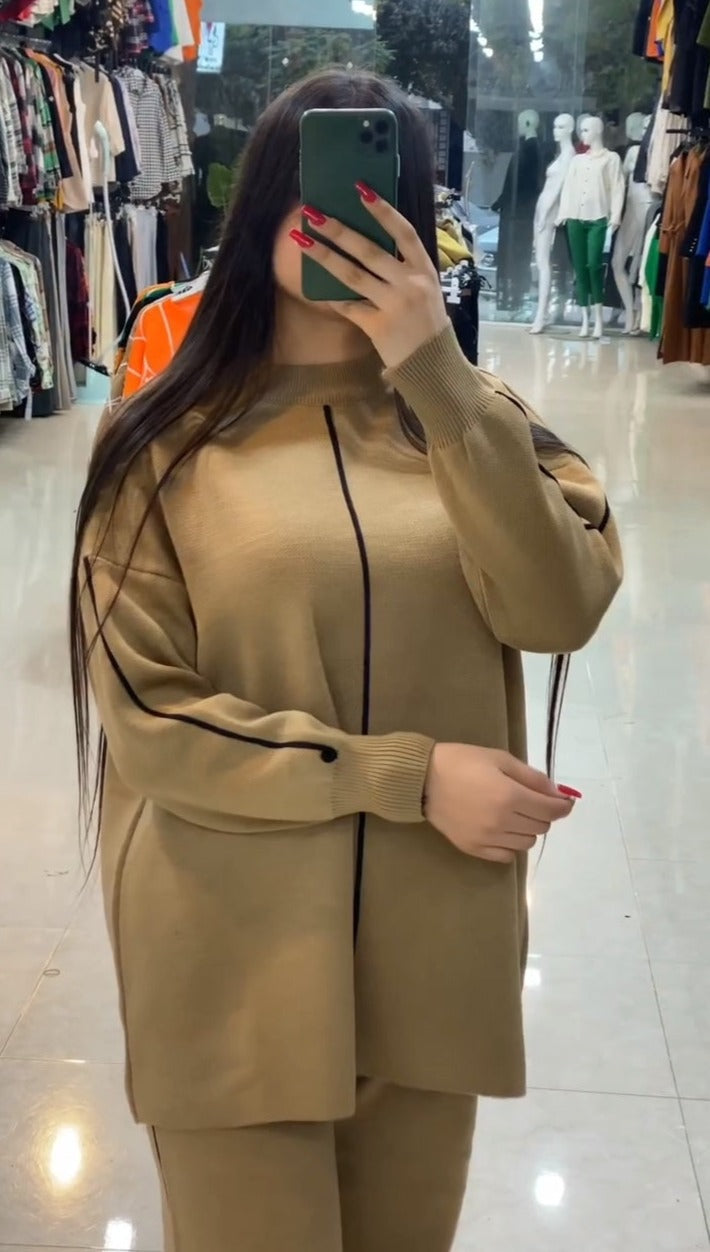 2 Pcs Stripe Winter Fleece Outfit LY-0018