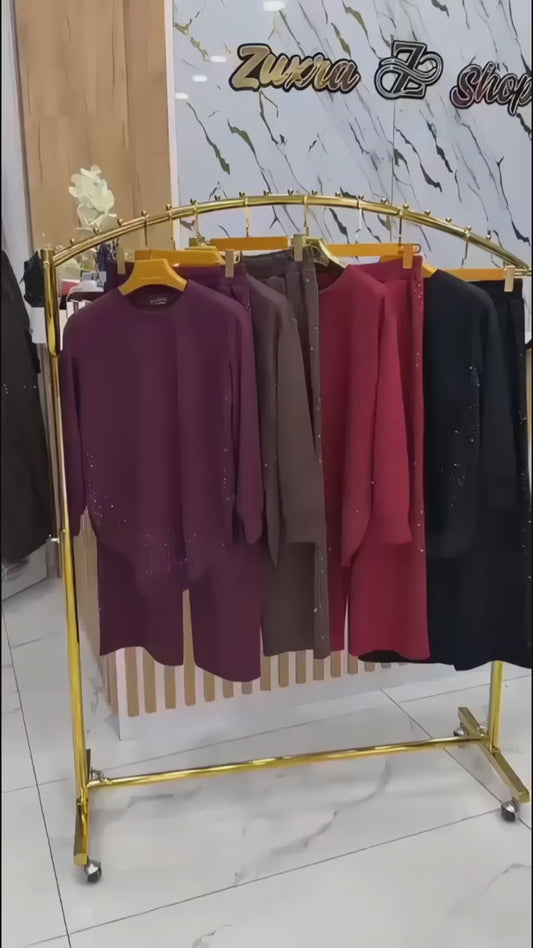 CH 605 - Winter Fleece Crystal Stone Sparkle Outfit - Miswah