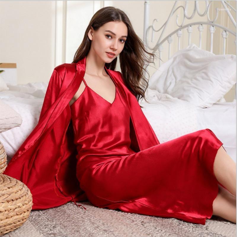 Silk robe and pajama set hot sale