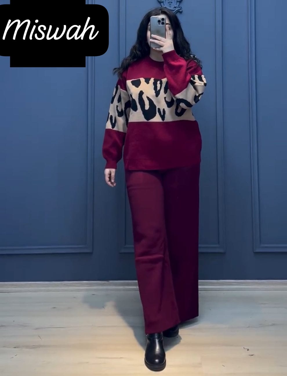 CH 526 Miswah2 Pcs Printed Fleece Co ord Set