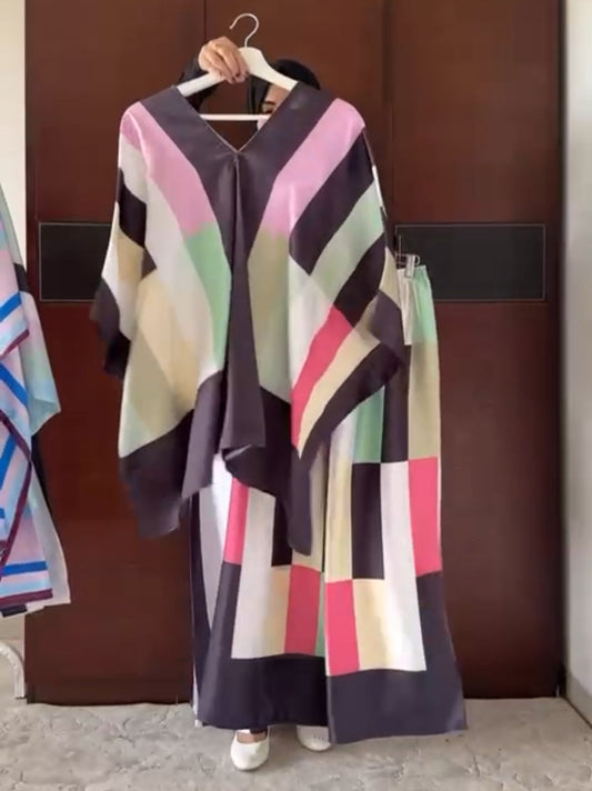 CH 539 Piece Printed Silk Co Ord Set