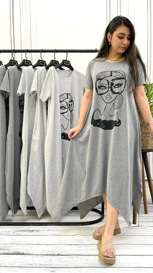 A line long loose causal summer tee CH 549