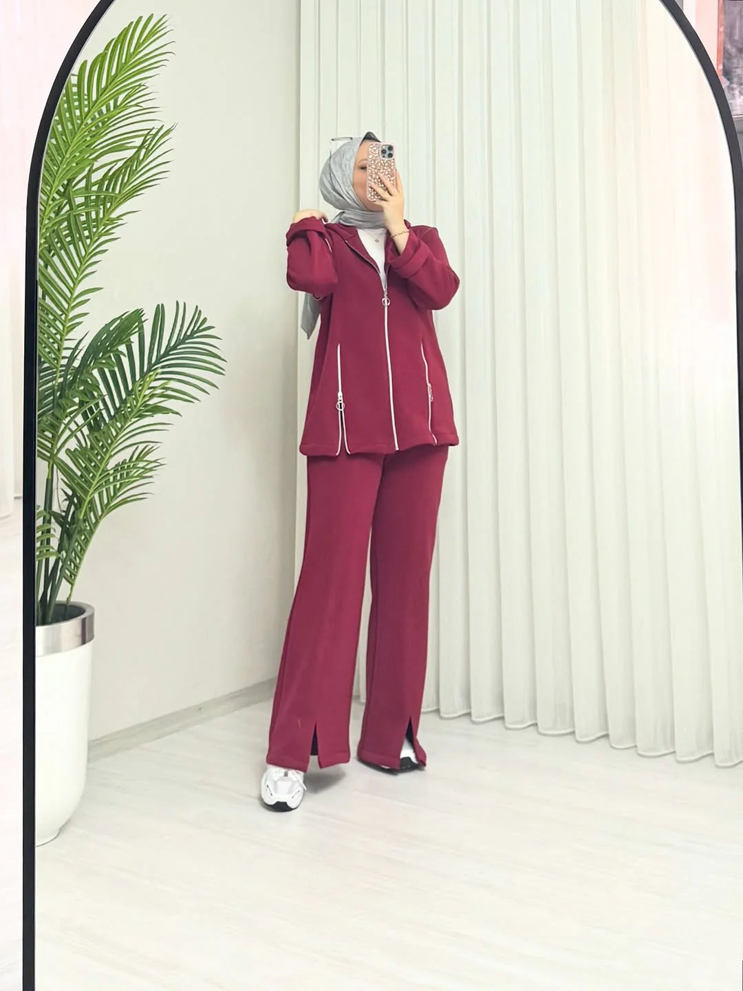 CH 601 - Bootcup Zipper Hooded Style Co-Ord Set - Miswah