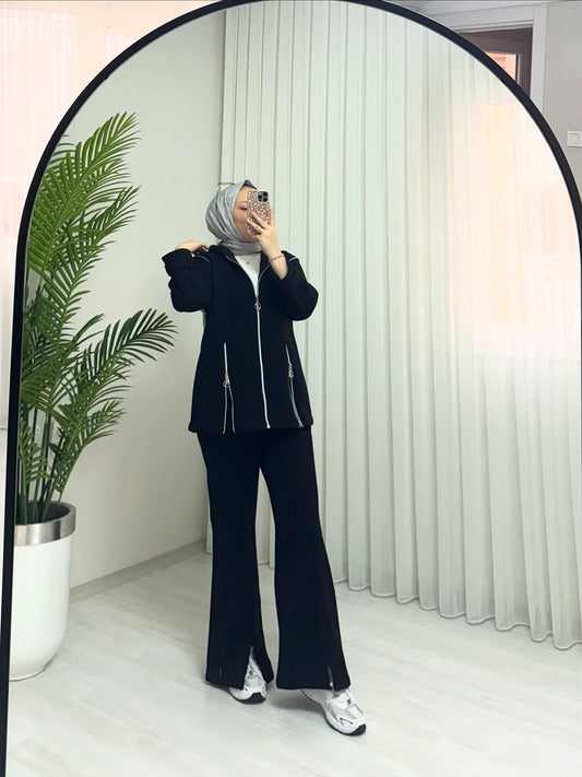 CH 601 - Bootcup Zipper Hooded Style Co-Ord Set - Miswah