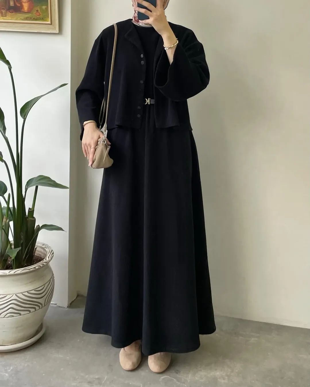 CH 608 - 2 Pcs Winter Outfit Long Frock With Upper Fleece Jacket - Miswah