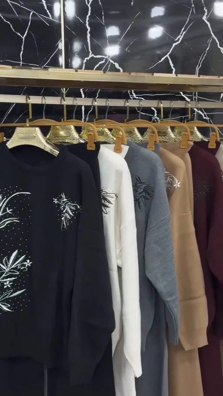 CH 596 - Floral Printed Warm Fleece Co-ord Set - Miswah