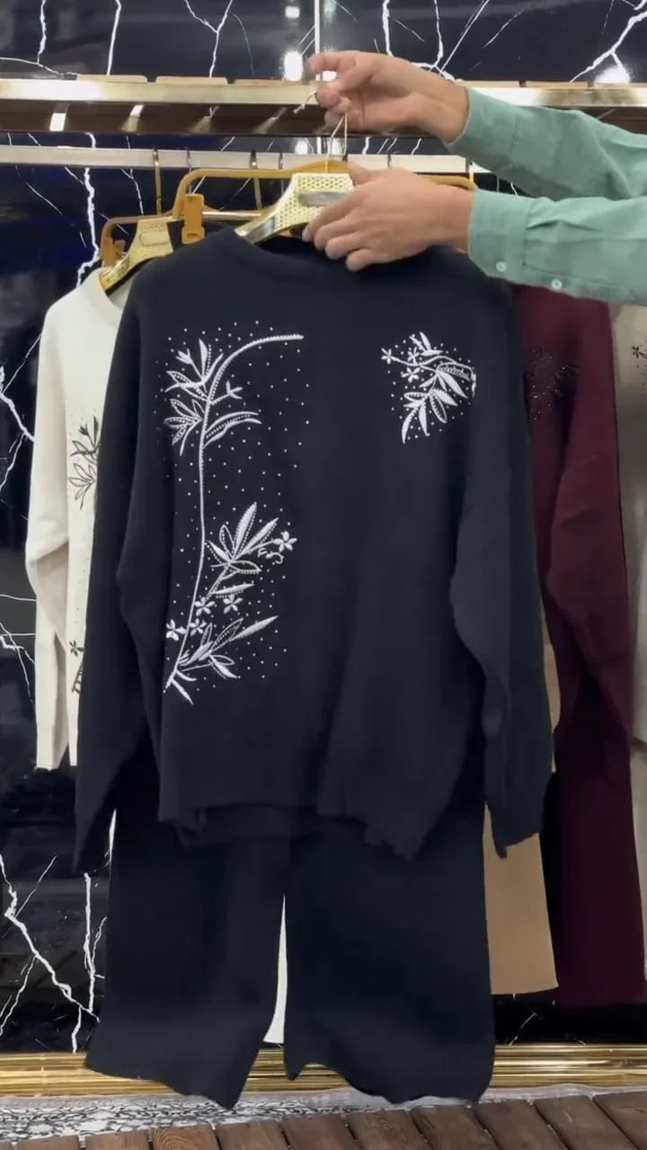 CH 596 - Floral Printed Warm Fleece Co-ord Set - Miswah