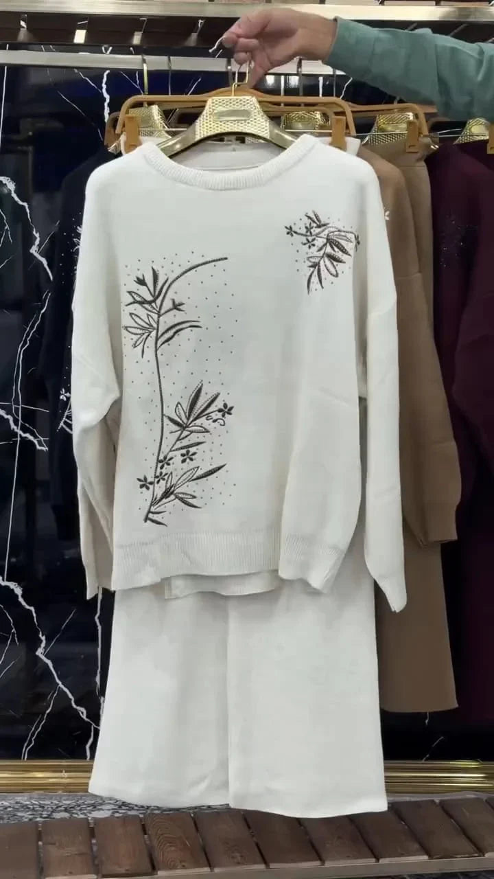 CH 596 - Floral Printed Warm Fleece Co-ord Set - Miswah