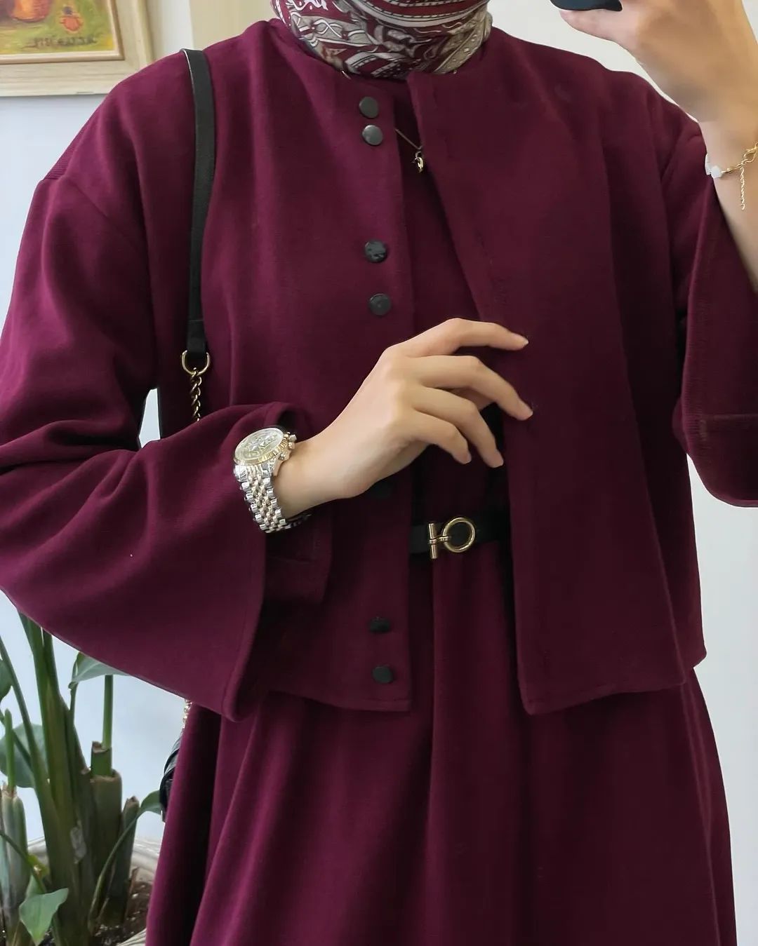 CH 608 - 2 Pcs Winter Outfit Long Frock With Upper Fleece Jacket - Miswah