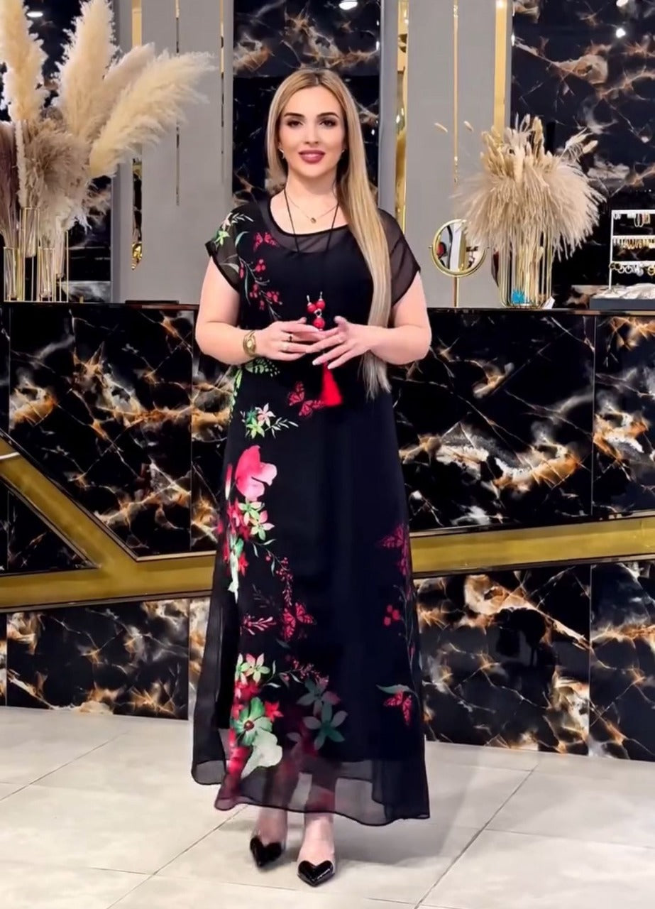 CH 570 - 2 Piece Floral Printed Party Dress -