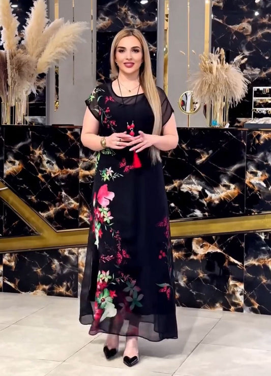 CH 570 - 2 Piece Floral Printed Party Dress -