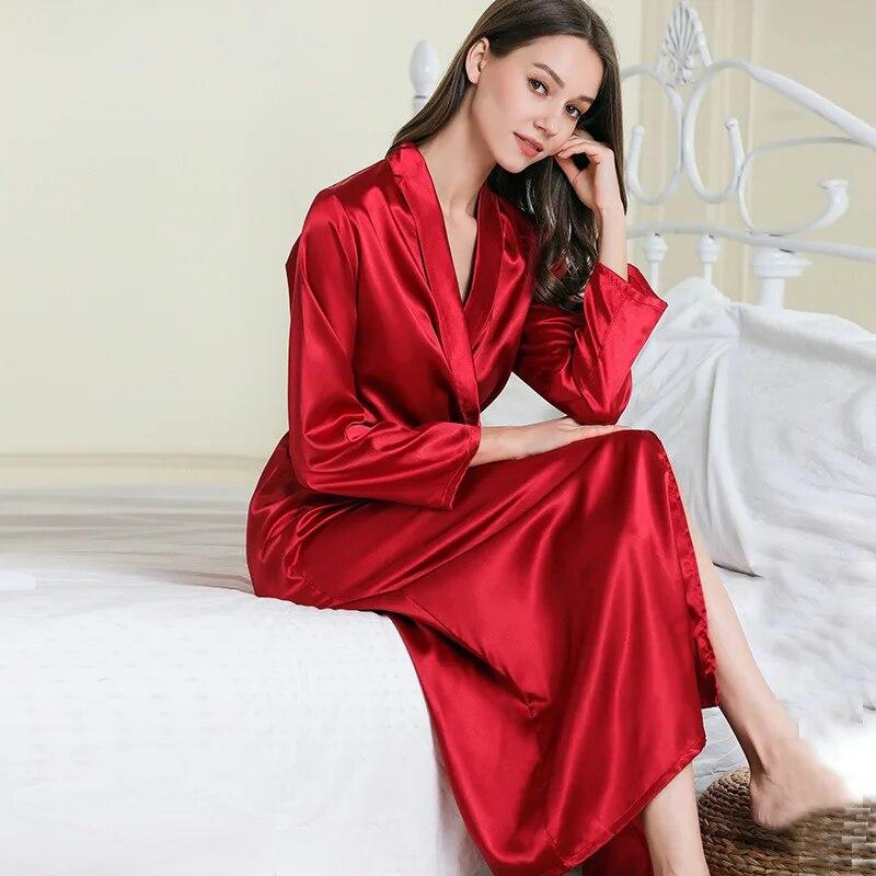 Miswah 2 Piece Set Pajamas for Women Silk Satin Pajama Set with Kimono –  miswahstudio