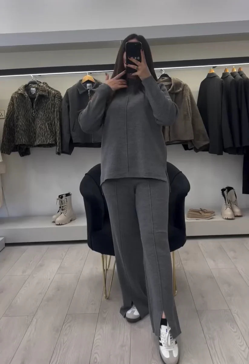 CH 522 Miswah Bootcut Style Fleece Co-ord Set For Winters