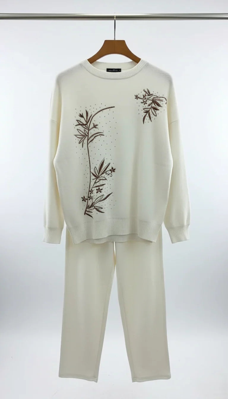 CH 596 - Floral Printed Warm Fleece Co-ord Set - Miswah