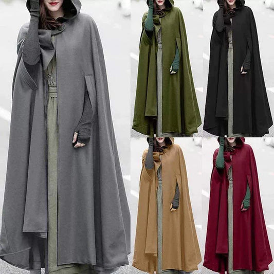 Miswah  women's stylish long cape cloak hooded Coat Hoodies Poncho Warm Cosplay Outwear Windbreaker CH-330