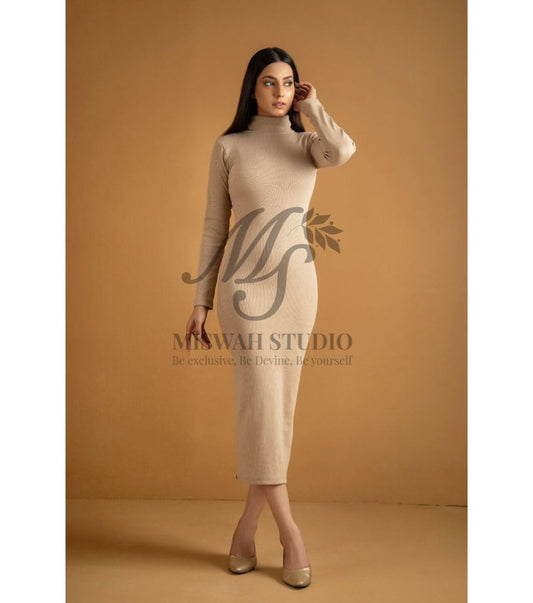 Ch # 361 Miswah Ribbed Cotton High Neck Bodycon Dress