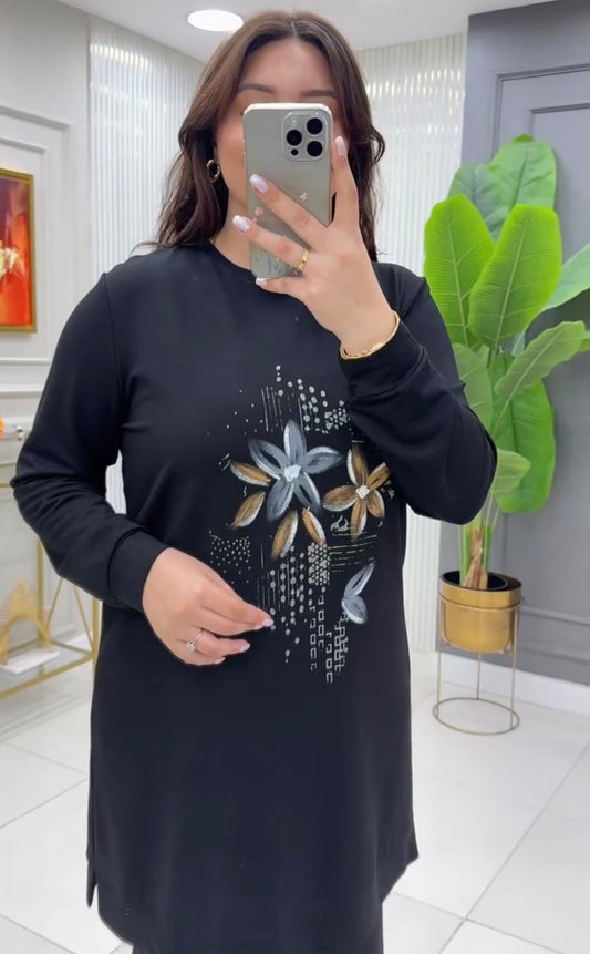 CH 478 Miswah Flowers Printed Fleece Co ord Set