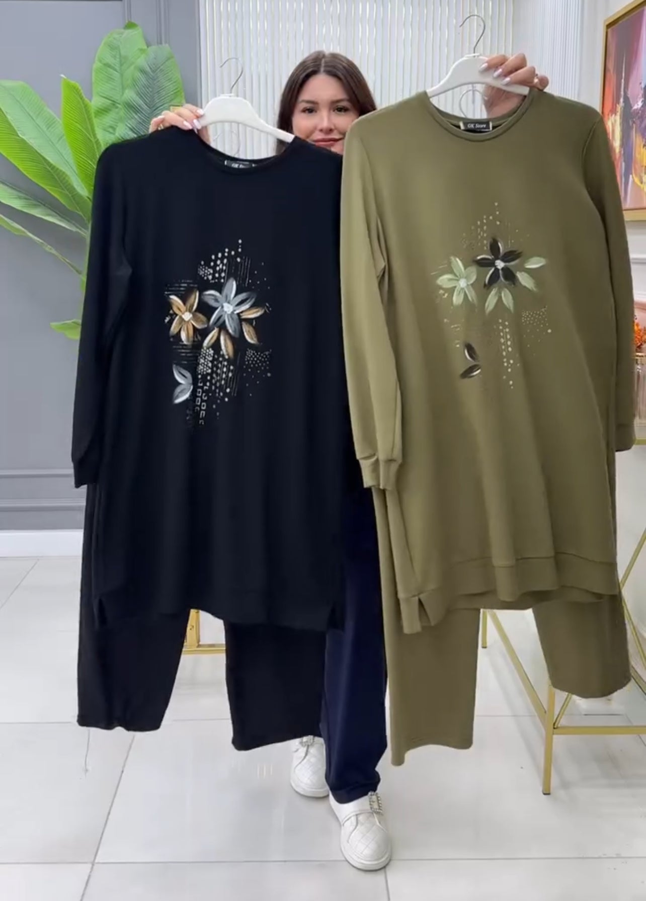 CH 478 Miswah Flowers Printed Fleece Co ord Set