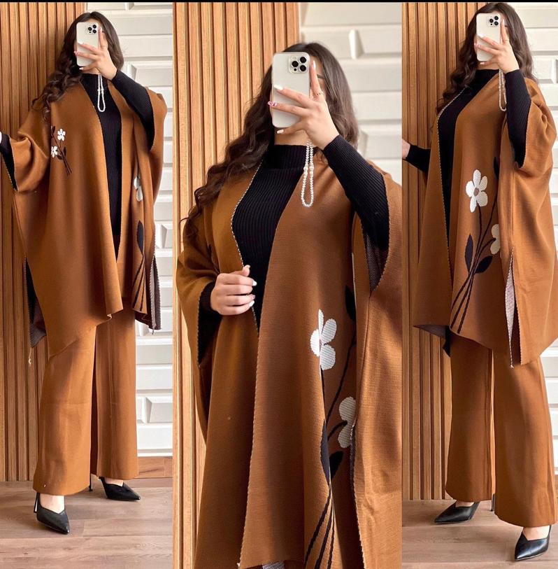 MISWAHS READY TO WEAR WINTER 3 PIECE FLEECE SUIT CAPE SHAWL HIGH NECK & TROUSER CH # 328