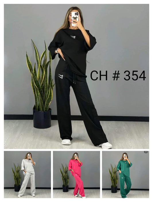 CH # 354 - Miswah Exquisite Drop Shoulder T-Shirt And Trousers In Captivating Colors