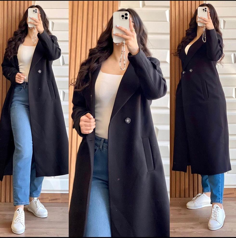 Miswah Long Fleece Trench Coat For Women's LY 0023