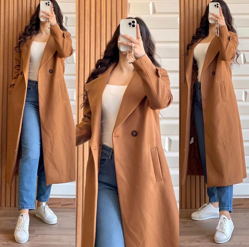 Miswah Long Fleece Trench Coat For Women's LY 0023